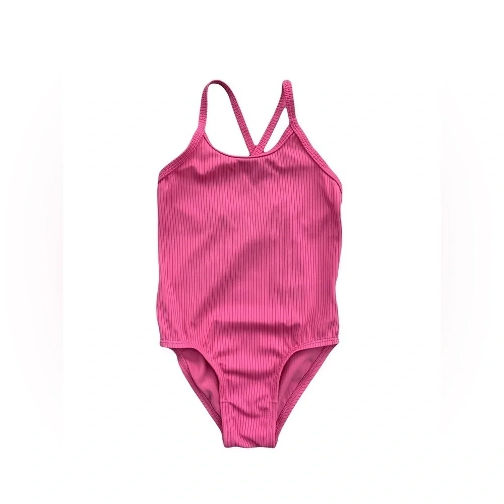 Old Navy Size 2T One Piece Pink Ribbed Swimsuit